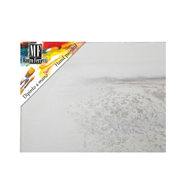 Ručno oslikana zidna slika Maura Ferrettija Dipinto Su Tela Srebrni potez, 150 x 50 cm-image-2