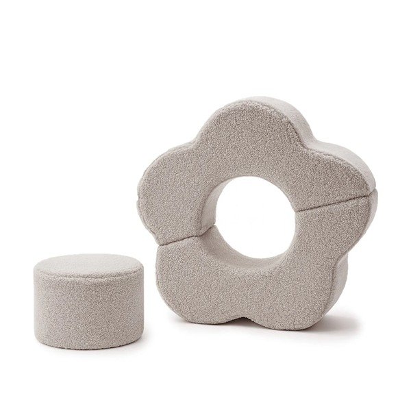 Svijetlo sivi set mekanih igrački od pjene 3 kom od boucle tkanine visina 27 cm 88x90 cm – Meowbaby