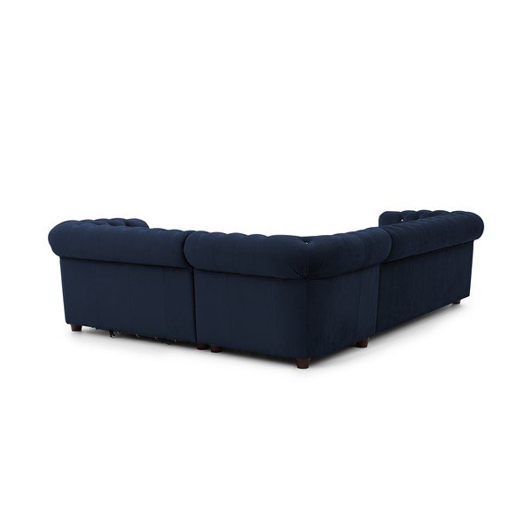 Plava baršunasti sklopiva kutna garnitura (s desnim kutom/u obliku slova L) York Blik – Ropez-image-3