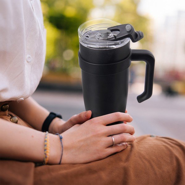 Crna termo šalica sa slamkom 1,2 l Termo – Orion-image-1