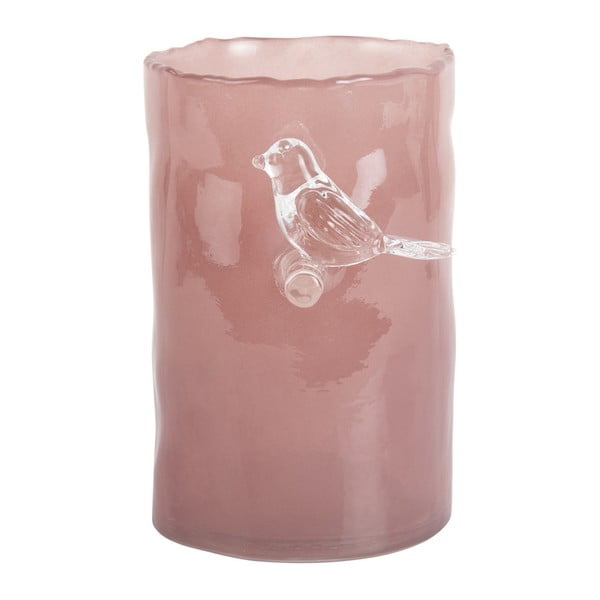 Ružičasta staklena vaza (visina 15 cm) Bird On Branch – PT LIVING