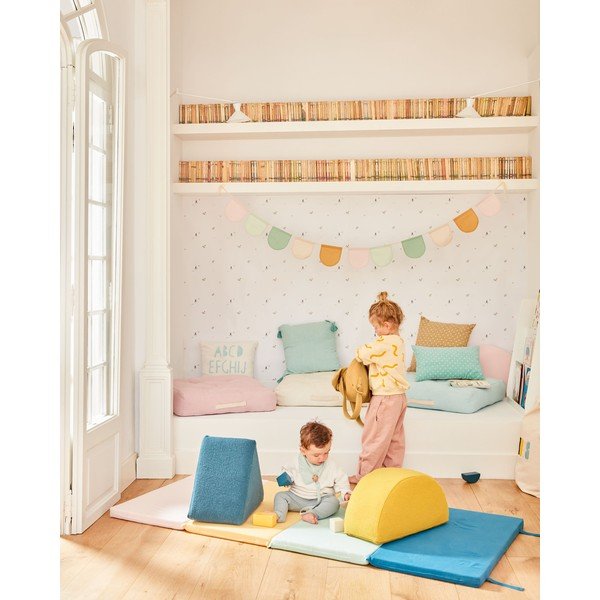 Plavi vunen dječji tabure Jalila – Kave Home-image-1