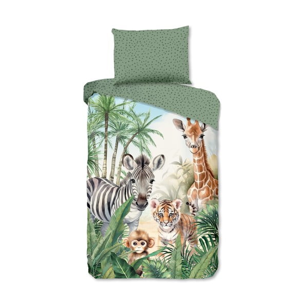 Zelena pamučna dječja posteljina za krevet za jednu osobu 140x200 cm Thabo – Good Morning