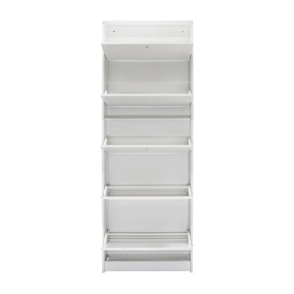 Bijela drvena kutija za cipele s 5 preklopnih polica Evergreen House Issa-image-4