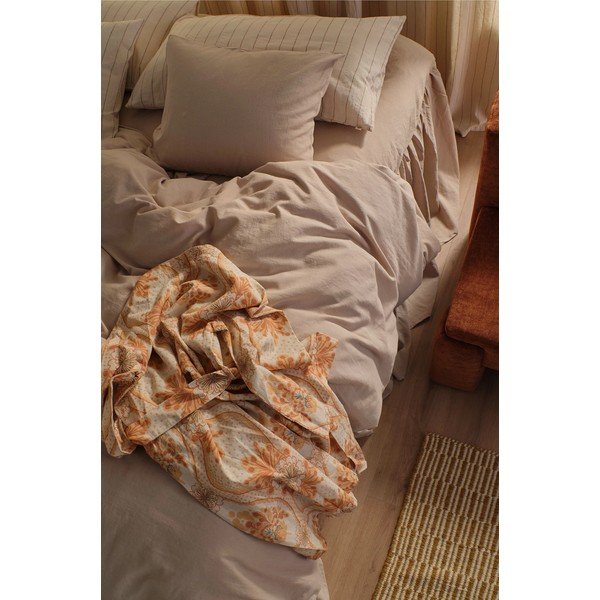 Bež posteljina za krevet za jednu osobu od mješavine lana 150x200 cm Elly – Ellos Home-image-2