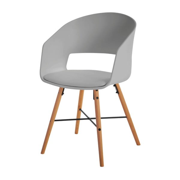 Siva blagovaonska stolica s nogama od drva bukve Interstil Luna