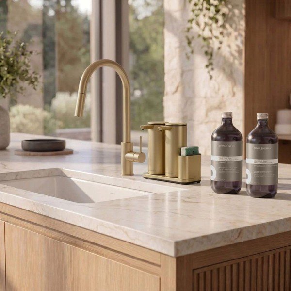 Metalni automatski držač za deterdžente mat zlatni – simplehuman-image-2