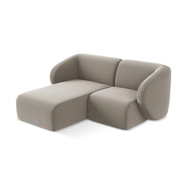 Svjetlo smeđa baršunasti kutna garnitura (s lijevim kutom/s ležaljkom) Lani – Makamii-image-2