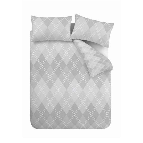 Siva posteljina za bračni krevet 200x200 cm Argyle - Catherine Lansfield