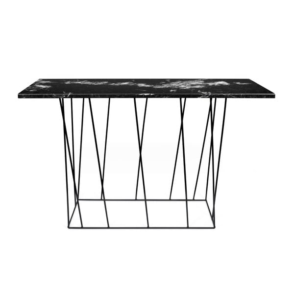Konzolni stol od crnog mramora s crnim nogama TemaHome Helix, 40 x 120 cm