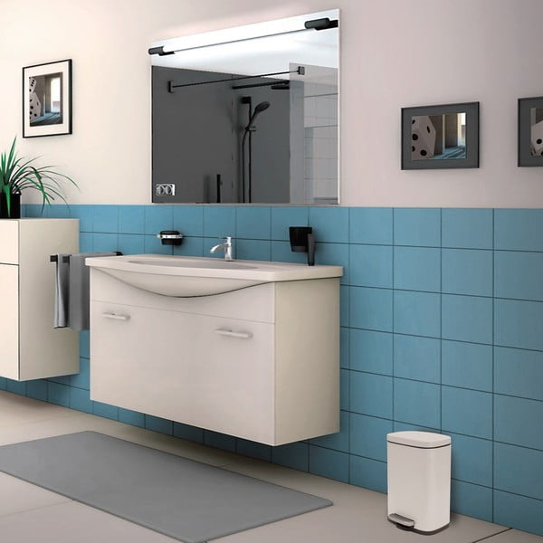 Mat bijela željezna kanta za smeće s pedalom 5 l   Akira – Spirella-image-1