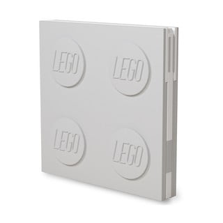 Svjetlosiva četvrtasta bilježnica s gel kemijskom olovkom LEGO®, 15,9 x 15,9 cm