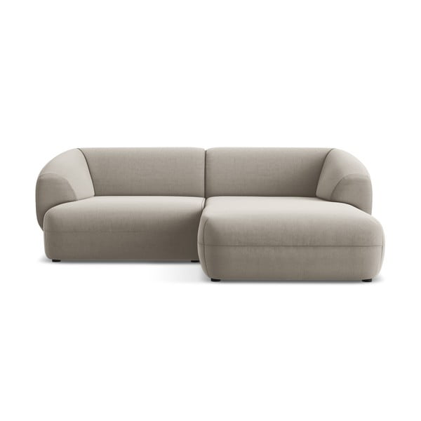 Bež baršunasti kutna garnitura (s desnim kutom) Moana – Makamii