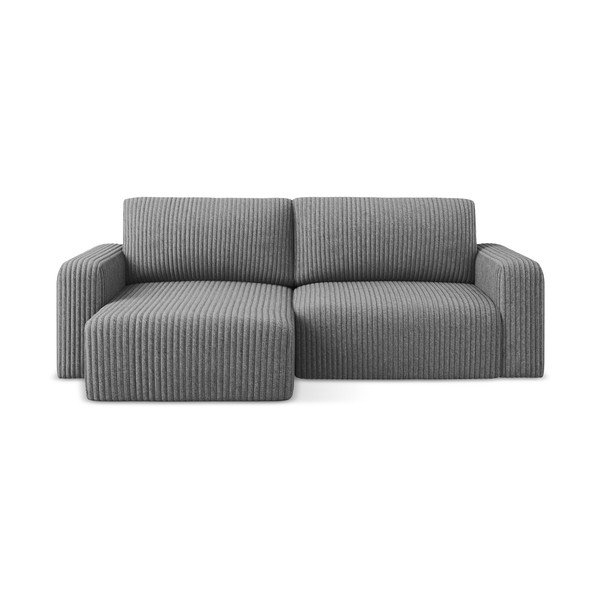 Siva sklopiva/s prostorom za odlaganje kutna garnitura od samta (s lijevim kutom/s ležaljkom) Kona – Makamii