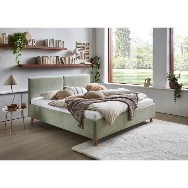 Svijetlo zeleni tapecirani bračni krevet s podnicom 160x200 cm Piano – Meise Möbel-image-1
