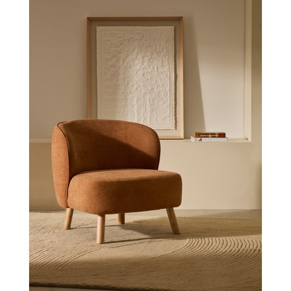 Fotelja od šenila boja terakote Ulit – Kave Home-image-1