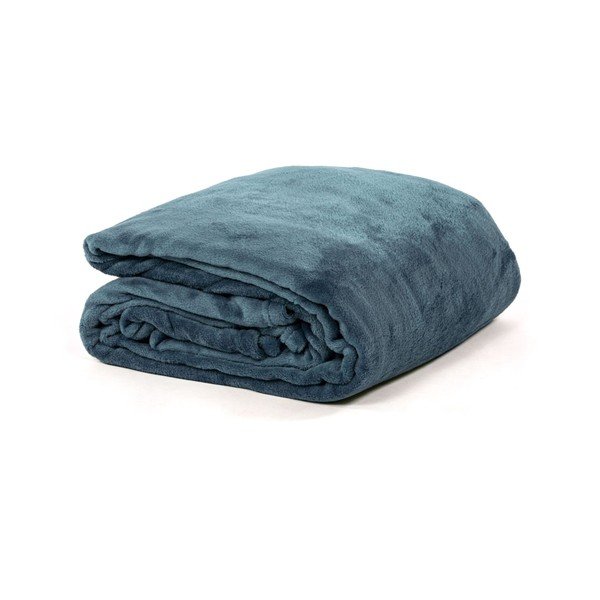 Plavi prekrivač od mikropliša za bračni krevet 180x220 cm Cosy – Tiseco Home Studio