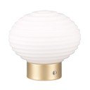 Bijela/u zlatnoj boji LED stolna lampa s mogućnosti zatamnjivanja sa staklenim sjenilom (visina 14,5 cm) Earl – Reality