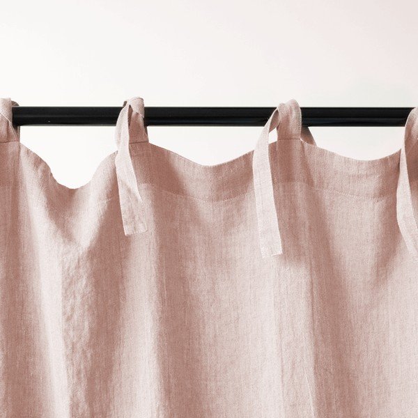 Ružičasta lanena zavjesa s omčama Linen Tales Night Time, 250 x 140 cm-image-1