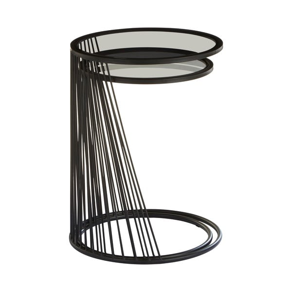 Okrugli pomoćni stolići u setu 2 kom sa staklenom pločom stola ø 41 cm Trento – Premier Housewares-image-1