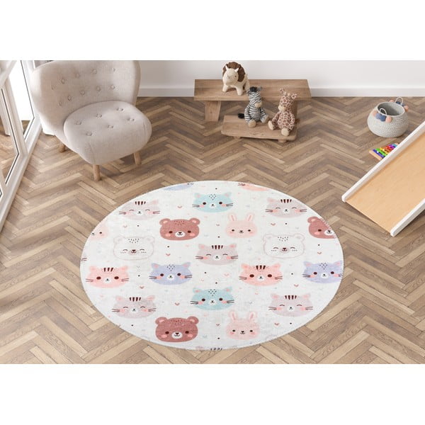 Periv dječji tepih boje slonovače ø100 cm Cute Animals – Vitaus-image-1