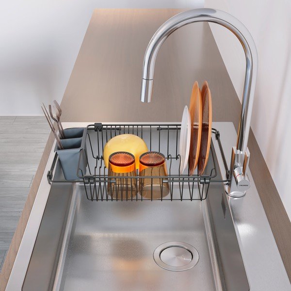 Mat crni čeličan ocjeđivač za posuđe Lava – Metaltex-image-2