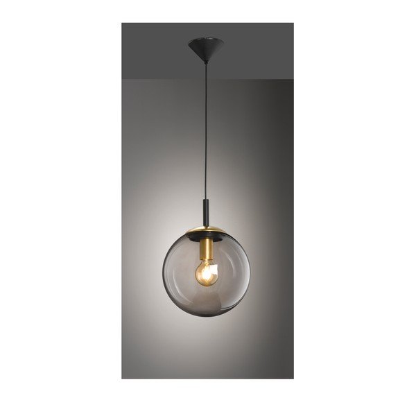 Crna viseća svjetiljka sa staklenim sjenilom Dini – Fischer & Honsel-image-1