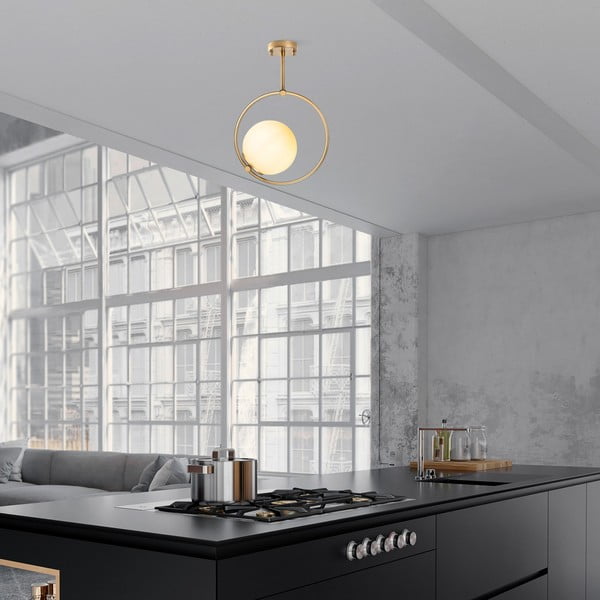 Bijela/mjedena stropna svjetiljka sa staklenim sjenilom 39x26 cm Dolunay – Opviq lights-image-3