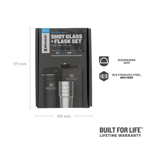 Crni set pljoske i čaša od nehrđajućeg čelika 6 kom 250 ml Adventure Black – Stanley-image-1