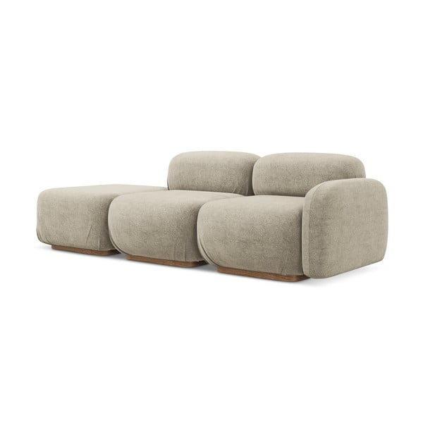 Bež ležaljka od bouclé tkanine (s lijevim kutom) Ailani – Makamii-image-2