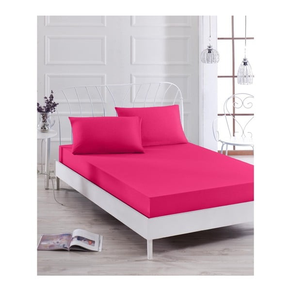 Set ružičastih elastičnih plahti i jastučnice za krevet za jednu osobu Basso Rose, 100 x 200 cm
