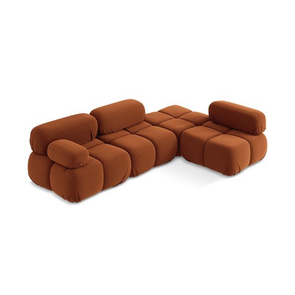 Narančasta baršunasti kutna garnitura (s desnim kutom) Lokua – Makamii-image-2