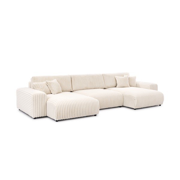 Krem sklopiva/s prostorom za odlaganje kutna garnitura od samta (u obliku slova "U") Sarina – Ropez-image-3