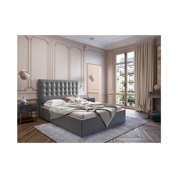 Sivo baršunasto uzglavlje Windsor & Co Sofas Athena, 140 x 120 cm-image-3