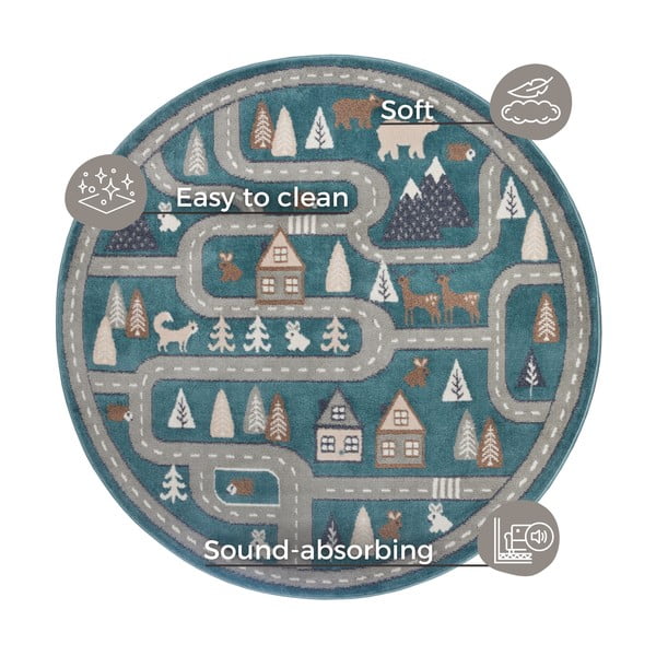 Petrolej zeleni dječji tepih ø 140 cm Streets – Hanse Home-image-4