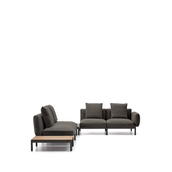 Tamno siva podstavljena vrtna sofa (u obliku slova L) Sorells – Kave Home-image-1