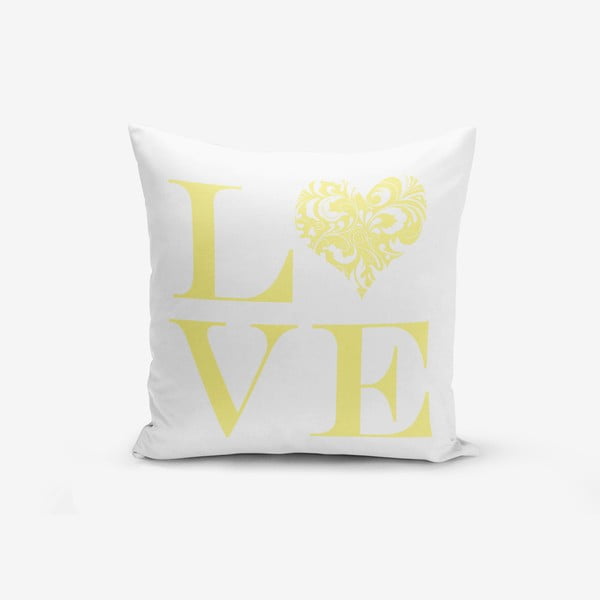 Pamučna navlaka za jastuke Minimalistic Cushion Covers Love Yellow, 45 x 45 cm