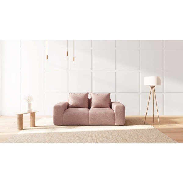 Svijetlo ružičasta sofa od bouclé tkanine 212 cm Feiro – MESONICA-image-3