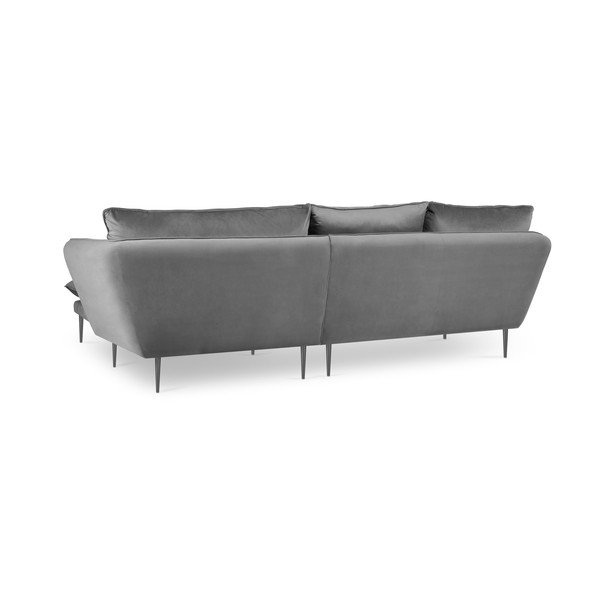 Svijetlo siva baršunasta kutna garnitura Mazzini Sofas Acacia, desni kut-image-4