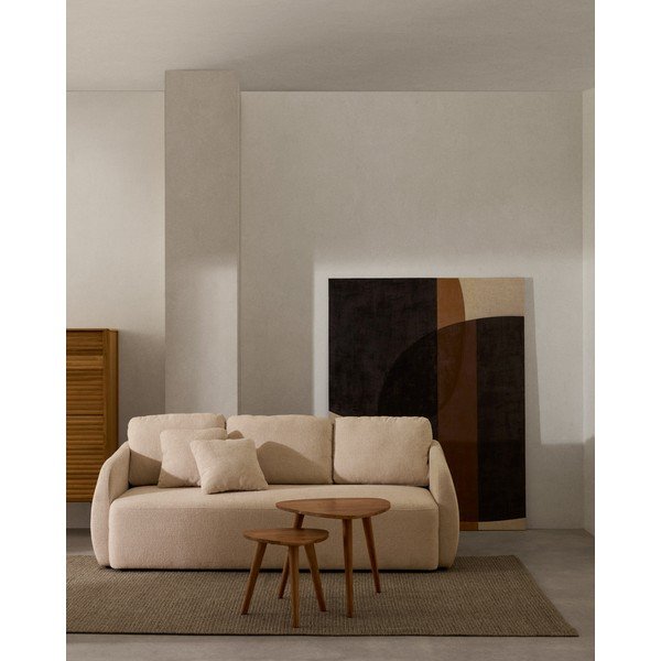 Krem sklopiva sofa od šenila 225 cm Laira – Kave Home-image-1