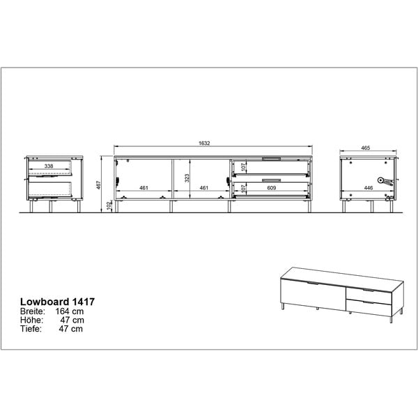 Svijetlo zeleni TV stol 164x47 cm Kenora - Germania-image-4