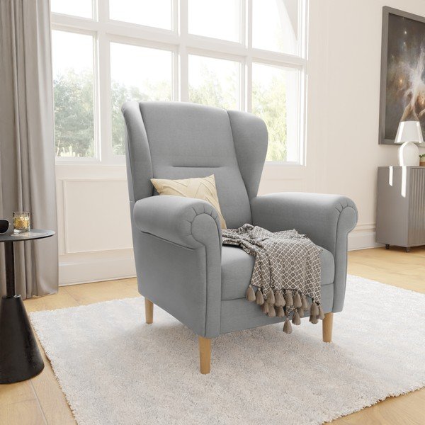 Svijetlo siva wing fotelja Swan – Ropez-image-3