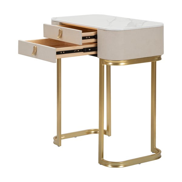 Bež/u zlatnoj boji pomoćni stol s pločom stola u mramornom dekoru 40x70 cm Beauty – Mauro Ferretti-image-3