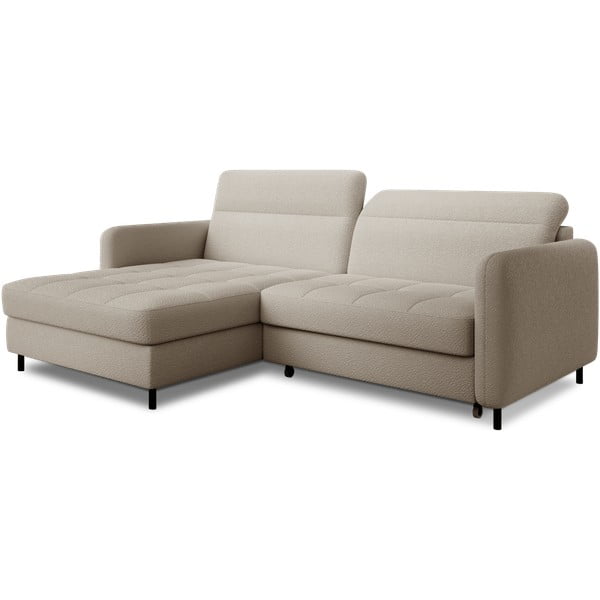 Bež sklopiva/s prostorom za odlaganje kutna garnitura od bouclé tkanine (s lijevim kutom/s ležaljkom) Gomsi – ELTAP-image-2