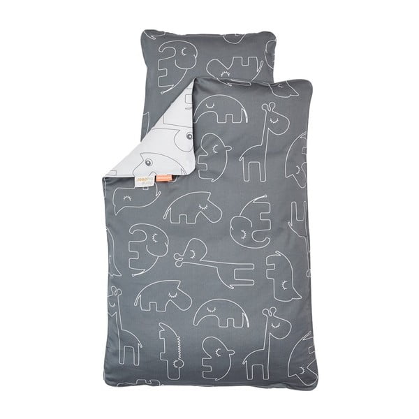 Siva posteljina za bebe Done by Deer Baby, 100 x 130 cm