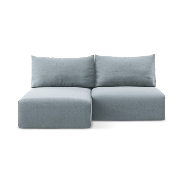 Plava baršunasti sklopiva/s prostorom za odlaganje kutna garnitura (s lijevim kutom/s ležaljkom) Kalena – Makamii