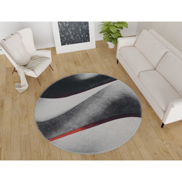 Crno-bijeli perivi okrugli tepih ø 80 cm – Vitaus-image-1