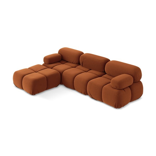 Narančasta baršunasti kutna garnitura Lokua – Makamii-image-2