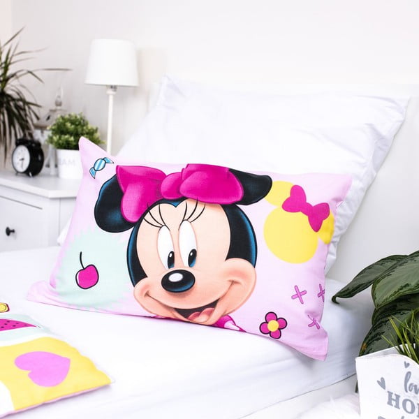 Ružičasta pamučna dječja posteljina za dječji krevetić 100x135 cm Minnie "Sweet" – Jerry Fabrics-image-1