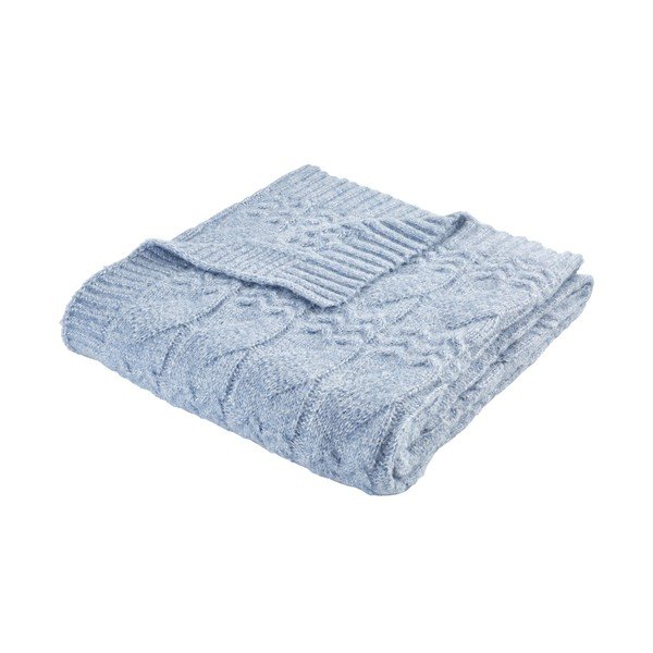 Plava pletena deka 150x200 cm Cable Knit – Bianca-image-2